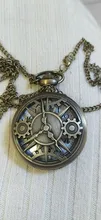 Reloj de bolsillo de cuarzo con movimiento de engranaje hueco, colgante de bronce Steampunk antiguo, regalo con reloj de bolsillo con cadena Fob, regalo para niños