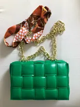 Bolso de hombro de lujo con solapa de cuero tejido para mujer, bandolera de marca de diseñador, con cadena gruesa, 2020