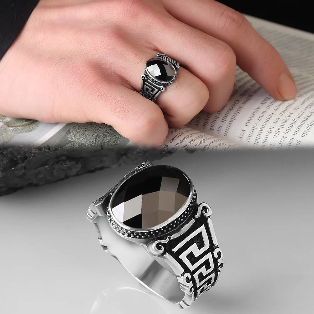 925 Sterling Silver Ring for Men Zircon Stone Jewelry Fashion Vintage Gift Onyx Aqeq Mens Rings All Size
925 Sterling Silver Ring for Men Zircon Stone Jewelry Fashion Vintage Gift Onyx Aqeq Mens Rings All Size