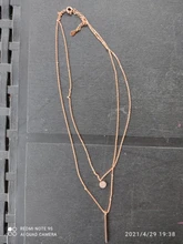 Collar de doble capa de Plata de Ley 925, redondo brillante, circón completo, collares con colgantes largos, regalo para niña, accesorios finos NK062