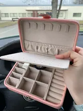 Caja de joyería portátil de cuero, pendientes sencillos dobles, anillo, joyería, puede sostener 68 pendientes, novedad de 2021