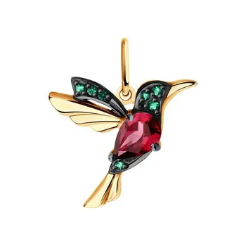 Sokolov pendant in Gold with rhodolite and cubic zirconia, fashion jewelry, gold, 585, women's male, pendants for neck women
Sokolov pendant in Gold with rhodolite and cubic zirconia, fashion jewelry, gold, 585, women's male, pendants for neck women