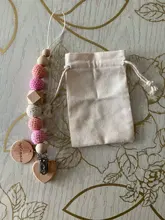 Cadena de chupete de bebé, Clip de madera de elefante, bolsa de cuentas geométricas de ganchillo, mordedor de madera, pequeños Clips para chupetes, Sostenedor para chupete de bebé, 1 ud.