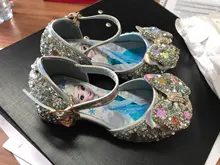 Disney nuevos niños fiesta sandalias de cuero de las niñas PU de tacón alto zapatos infantiles para niñas zapatos de vestido de baile, sandalias