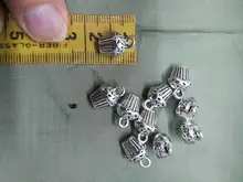 10 Uds. De abalorios de pastel 3D para cupcakes, 13x10x8mm, joyería tibetana DIY Retro, pulsera, collar de bronce antiguo, colgante de Color plateado