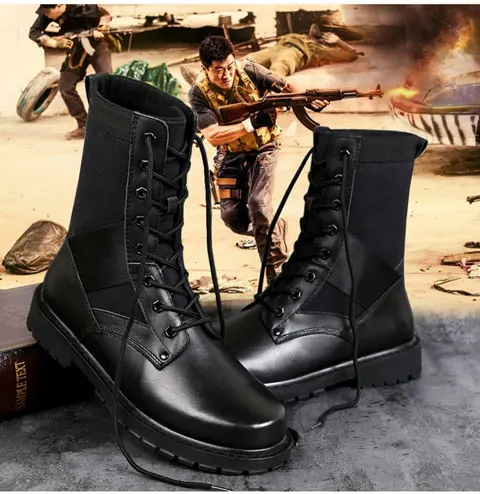 Men Genuine Leather Ankle Combat Boots,solid Color Lace-up Non-slip Breathable Shock Absorption Wear-resisting Boots dr martens
Men Genuine Leather Ankle Combat Boots,solid Color Lace-up Non-slip Breathable Shock Absorption Wear-resisting Boots dr martens