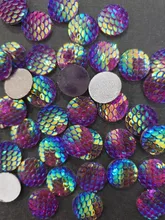 40 piezas 8mm 10mm 12mm Colores mixtos sirena pescado escala plana trasera Diamante de imitación redondo cabujón adorno Scrapbooking manualidades DIY