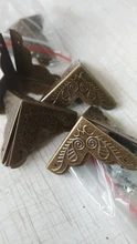 12X decorativo latón antiguo de oro joyas de plata caja de regalo de vino caja de madera en el pecho borde Protector de la esquina guardia 25mm + uñas