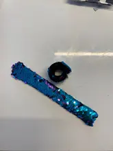 2 uds. De pulseras Slap con purpurina y lentejuela sirena, brazaletes con parches de dos colores para niños, decoración de fiesta, juguetes, accesorios de pulsera