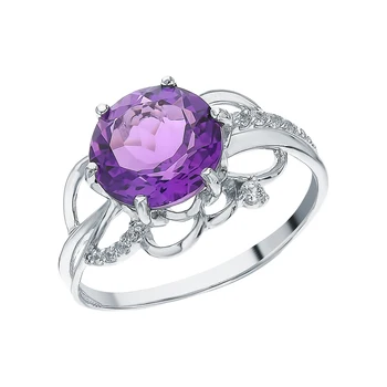 Silver ring with amethyst and cubic zirconia sunlight sample 925 
Silver ring with amethyst and cubic zirconia sunlight sample 925