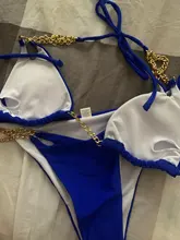 Female Swimsuit Bikini-Set Chain Two-Pieces Metal Sexy HALTER Women V2362 12-Color Lady