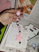 Clip de chupete de silicona ecológico para recién nacido, juguetes de dentición para bebé, cadena de chupete para bebé, cadena de alimentación de estrella de silicona de grado alimenticio