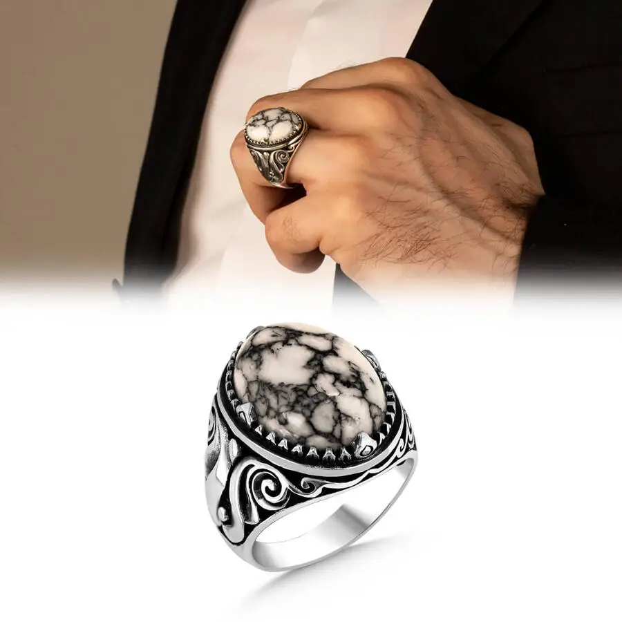 White Buffalo Gemstone Ring 925 Sterling Silver Ring White Turquoise Gemstone Ring Made in Turkey Men For Gifts
White Buffalo Gemstone Ring 925 Sterling Silver Ring White Turquoise Gemstone Ring Made in Turkey Men For Gifts