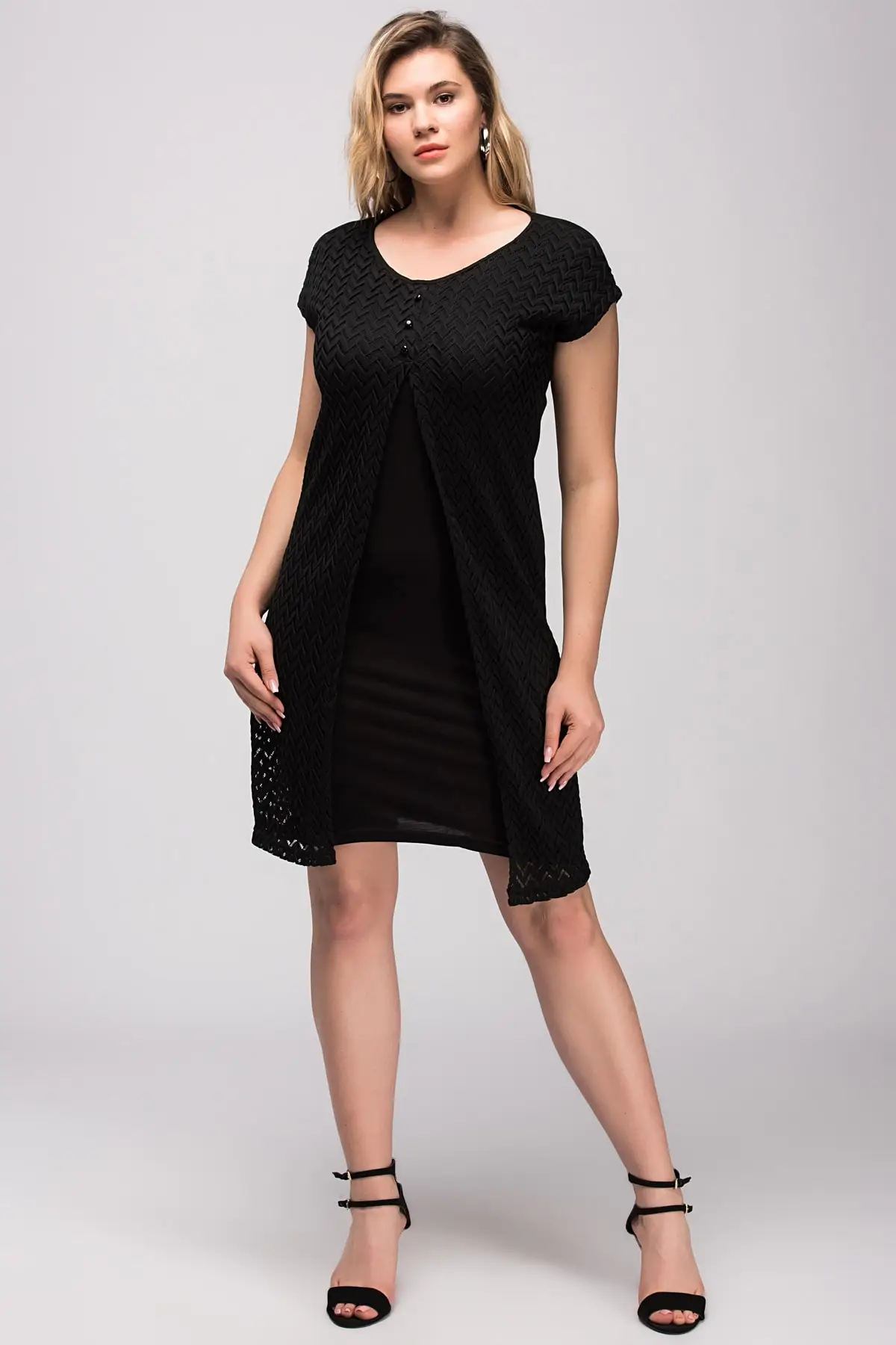 Женские текстильные черные кружевные детали Tunik 65 N14737 |