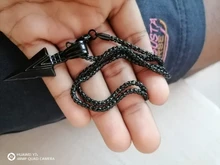 Collar largo negro mate con colgante de flecha para hombre, cadena de joyería, Hip Hop, Punk, Rock, regalo de Navidad y Halloween