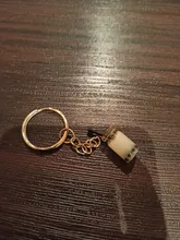 Llaveros de perla artesanal a la moda para hombre y mujer, llaveros colgantes de aleación, taza de café o té