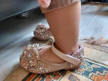 Zapatos de princesa brillantes para niños, zapatillas de perlas con diamantes de imitación para fiesta y boda, D487, 2020