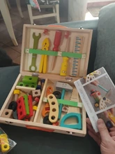 Caja de Herramientas de madera para niños, juego de simulación, Montessori educativo, tuerca, tornillo de desmontaje, herramienta de carpintero de reparación