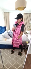 Vest Parka Coat Padded Hooded Spring Silver Pink Women Cotton Sleeveless ZQY1992