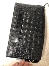 Cartera con patrón de cocodrilo antirrobo para hombre, billetera de cuero genuino con bloqueo de contraseña, bolso de mano, de negocios, de gran capacidad
