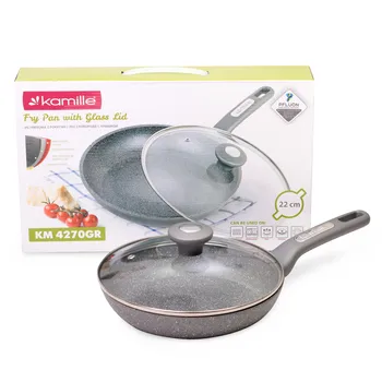 Frying Pan 22 cm with granite coating and cover Kamille, kml-4270gr
Frying Pan 22 cm with granite coating and cover Kamille, kml-4270gr