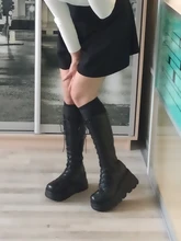 Botas de bolsillo para mujer, botas de encaje para mujer, botas de tobillo para mujer, con correa de hebilla negra, botas de tobillo gruesas para mujer, plataforma