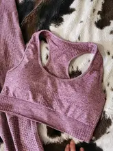 Conjunto de Yoga sin costuras para mujer, Top corto camisetas de manga larga, Leggings de Fitness de cintura alta, trajes deportivos de entrenamiento de realce, ropa de gimnasio