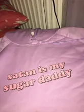 Sudadera holgada de gran tamaño con capucha para mujer, ropa de calle informal Harajuku con estampado de Satán Is My Sugar Daddy, Sudadera con capucha