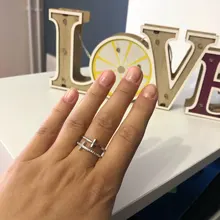 Nueva moda Cubic Zirconia Cruz de cristal anillos de oro doble geométrica anillo ajustable para mujeres de moda hermosa joyería 2021