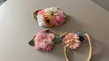 3 estilos recién nacido encaje de perlas artificiales flor diadema para bebé niñas hecha a mano de Nylon cintas elásticas para el cabello diadema bebé niño