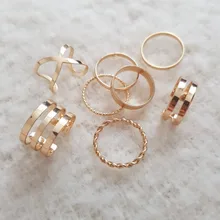 Doocna 8 unids/set Bohemia oro conjunto anillo conjuntos para los hombres y las mujeres geométrico Simple anillo de boda de toque de accesorios de joyería 10287