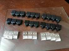 10 juegos de conectores USB 2,0 para conexión de datos, enchufe tipo A macho de 4 pines, adaptador de montaje, Tipo De Soldadura, carcasa de plástico negro
