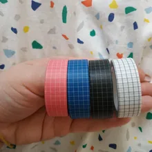 Cinta adhesiva de rejilla en blanco y negro de 10M Papel japonés Planificador de bricolaje Cintas adhesivas Pegatinas Cintas de papelería decorativas