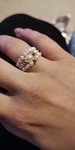 Momiji-Anillo de perlas ovaladas para mujer, elástico ajustable, cuentas de perlas con acero inoxidable, regalos de joyería
