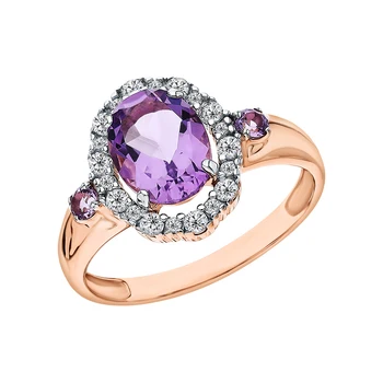 Gold ring with amethyst and cubic zirconium sunlight sample 585
Gold ring with amethyst and cubic zirconium sunlight sample 585