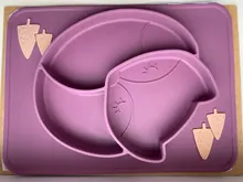 Comida de bebé tazón de grado de alimentos alimentación de silicona tazón comedor placa maciza de dibujos animados lindo platos con forma de zorro de Toddle de formación vajilla chico