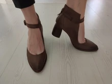 Artmu-zapatos de tacón alto de punta estrecha Retro para mujer, calzado de tacón grueso con hebilla de cuero genuino, original, Europa y América, novedad de 2020