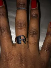 Anillo con apertura ajustable iniciales del nombre para mujer, ancho hueco, grueso, letras de A-Z, 3 colores, Metal, alfabeto, fiesta, joyería