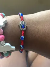 Tortuga elefante mano de Hamsa maldito azul ojo colgante de cuentas de vidrio rojo de la suerte cuerda trenzada pulsera de cadena para las mujeres los hombres con buena suerte