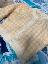 OCEANLOVE cuadros suéteres mujeres corto Slim coreano nueva moda Chaquetas de punto Otoño Invierno dulce 2021 Chaqueta Mujer 18825