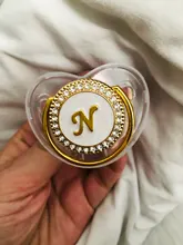 Chupete de lujo transparente hecho a mano con 26 letras iniciales para niños recién nacidos, ortodóntico para bebé, tetina para pezón