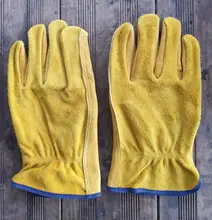 OZERO-guantes de trabajo de cuero de vaca para hombre, guantes de soldadura de trabajo, protectores de seguridad para jardín, deportes, MOTO, resistentes al desgaste, 1008