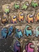 LLavero de estilo metálico con dibujos animados de AmongUs para coche, decoración para llaves, regalo de Navidad, tamaño pequeño de 4CM