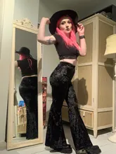 Streetwear Trousers Pants Wide-Leg Velvet Skinny High-Waist Winter Women Autumn Viifaa