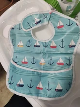 Bebé Baberos 100% poliéster revestimiento de TPU Baberos para comer lavable bebé Baberos con receptor de alimentos para bebé niñas y niños