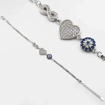 925 Sterling Silver Evil Eye Heart Infinity Ladies Bracelet
925 Sterling Silver Evil Eye Heart Infinity Ladies Bracelet