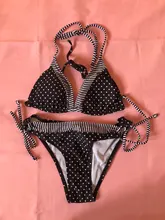 Bandage Bikini Bathing-Suit Push-Up Micro Biquini Patchwork Sexy Women Striped New