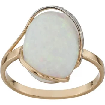 Aloris ring with Opal and cubic zirconia in red gold