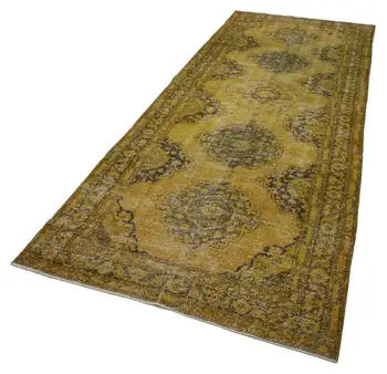 141x377 Cm Yellow Handmade English Over Dyed Runner Rug-5x12 Ft 
141x377 Cm Yellow Handmade English Over Dyed Runner Rug-5x12 Ft