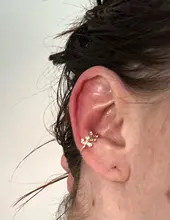 Pendiente de Aro para mujer, 1 Uds., Clip de circonio encantador, pendientes de oro, pendientes sin Piercing, joyería